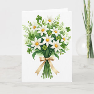 Daisy Bouquet Clover Good Luck Card