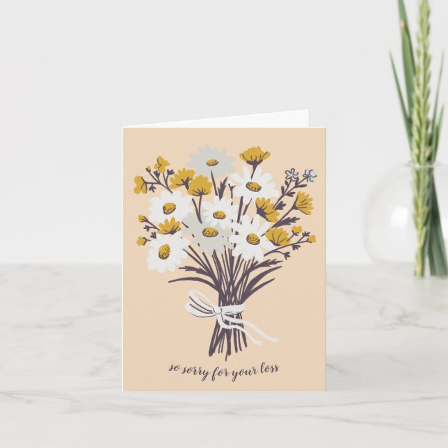 Daisy Bouquet CUSTOM Drawing Condolences Sorry  Card (Front)