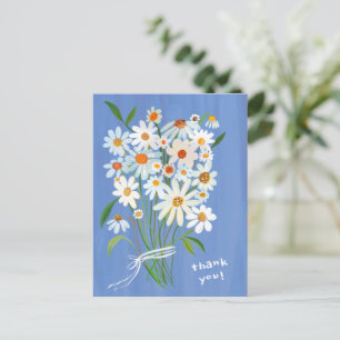 Daisy Bouquet Handpainted Gouache Thank You Postcard