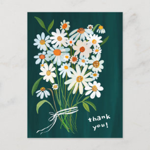 Daisy Bouquet Handpainted Gouache Thank You Postcard