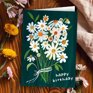 Daisy Bouquet Happy Birthday Handpainted Gouache  Card