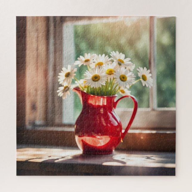 Daisy Bouquet In Red Pitcher  Jigsaw Puzzle (Vertical)