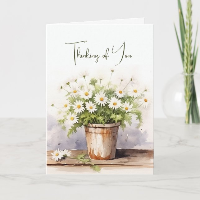 Daisy Bouquet Watercolor for Thinking of You Card (Front)