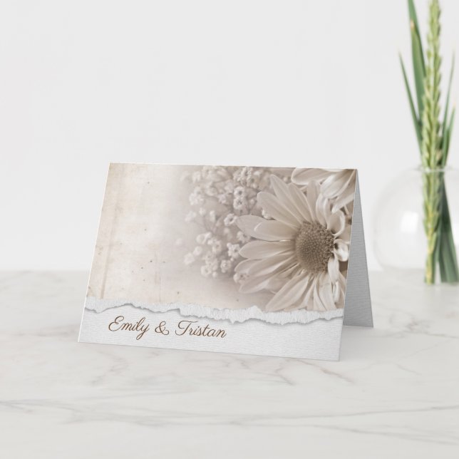 Daisy Bouquet Wedding Congratulations  Card (Front)