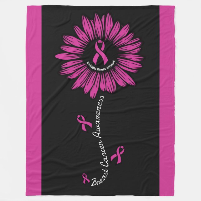 Daisy...Breast Cancer Fleece Blanket (Front)