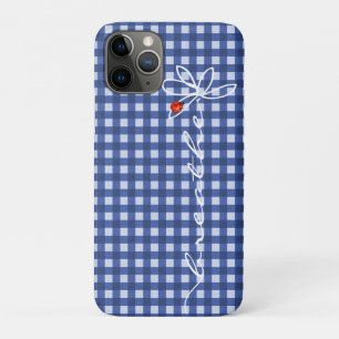 daisy breathe text with lady bug on gingham iPhone 11 pro case