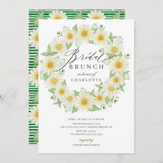 Daisy bridal shower, floral  Floral Bridal Brunch Invitation (Front/Back)