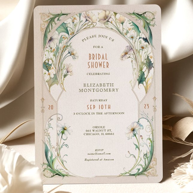 Daisy Bridal Shower Invitations Art Nouveau Deco (Creator Uploaded)