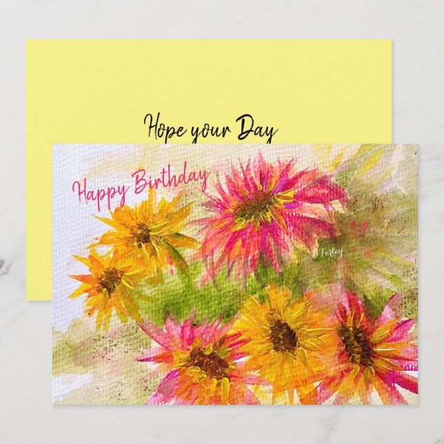 Daisy Bright birthday Flat Card (Front/Back)