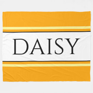 DAISY Bright Pretty Golden Yellow White Stripes Fleece Blanket