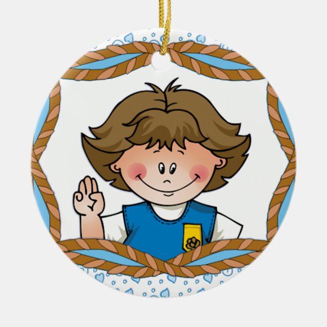 Daisy Brunette Ceramic Tree Decoration (Front)