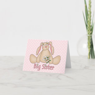 Daisy Bunny Big Sister Blank Card