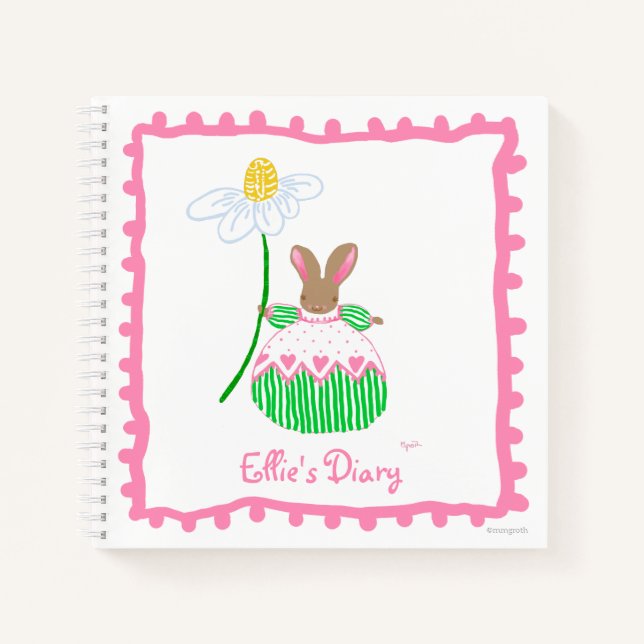 Daisy Bunny Diary 8.5" x 8.5" Spiral Notebook (Front)