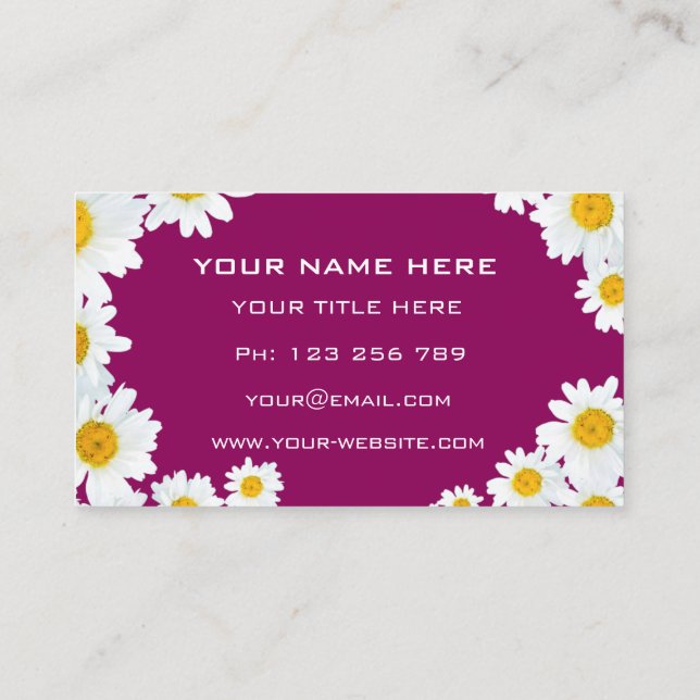 Daisy Business Cards Example Choose Your Colours (Back)