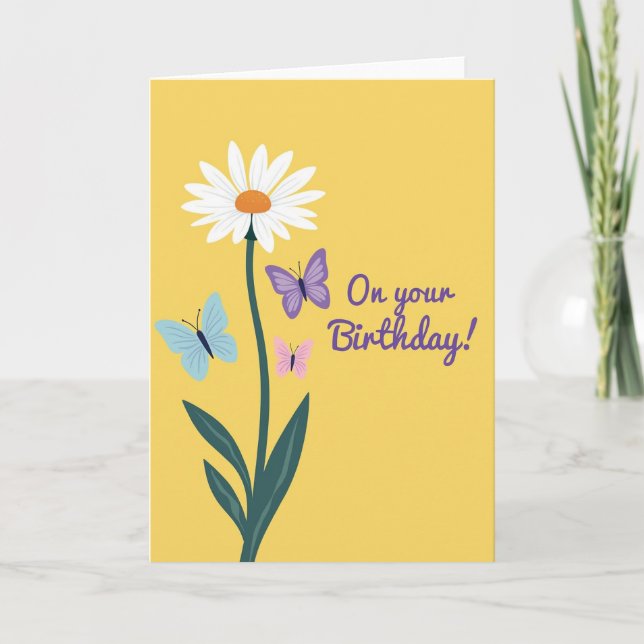 Daisy Butterfly Birthday Card (Front)