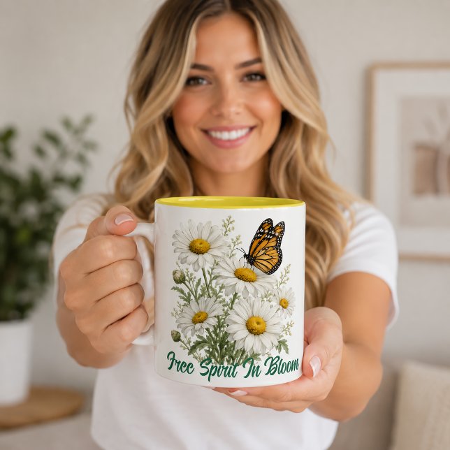 Daisy & Butterfly Bloom Two-Tone Coffee Mug (Creator Uploaded)
