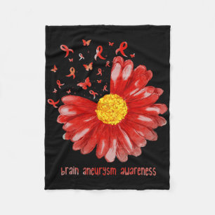 Daisy Butterfly Burgundy Ribbon Brain Aneurysm Awa Fleece Blanket