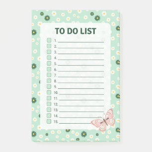Daisy & Butterfly Checklist To Do List Notepad