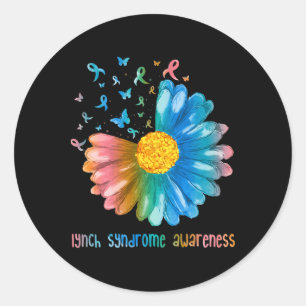 Daisy Butterfly Lynch Syndrome Awareness  Classic Round Sticker