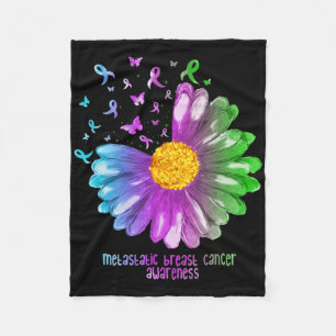 Daisy Butterfly Metastatic Breast Cancer Awareness Fleece Blanket