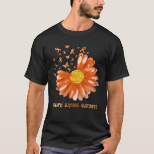 Daisy Butterfly Orange Ribbon Multiple Sclerosis A T-Shirt