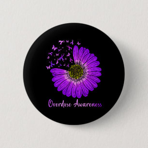 Daisy Butterfly Purple Ribbon Overdose Awareness 2 6 Cm Round Badge