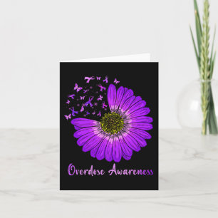 Daisy Butterfly Purple Ribbon Overdose Awareness 2 Card