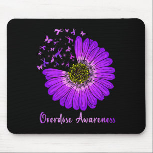 Daisy Butterfly Purple Ribbon Overdose Awareness 2 Mouse Pad