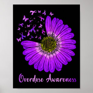 Daisy Butterfly Purple Ribbon Overdose Awareness 2 Poster