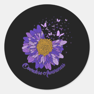 Daisy Butterfly Purple Ribbon Overdose Awareness 3 Classic Round Sticker