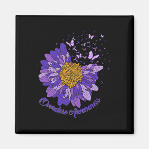 Daisy Butterfly Purple Ribbon Overdose Awareness 3 Magnet