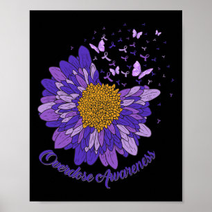 Daisy Butterfly Purple Ribbon Overdose Awareness 3 Poster