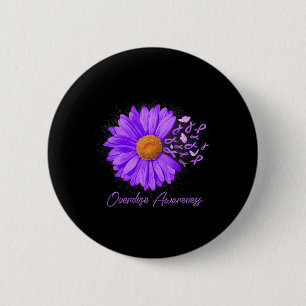 Daisy Butterfly Purple Ribbon Overdose Awareness 4 6 Cm Round Badge