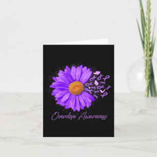 Daisy Butterfly Purple Ribbon Overdose Awareness 4 Card
