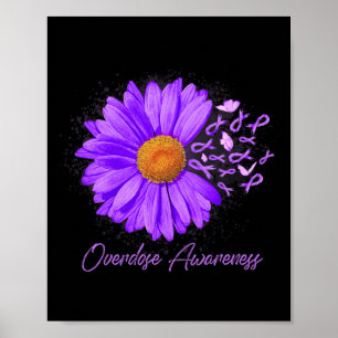 Daisy Butterfly Purple Ribbon Overdose Awareness 4 Poster