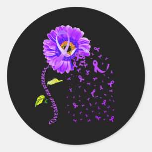 Daisy Butterfly Purple Ribbon Overdose Awareness 5 Classic Round Sticker