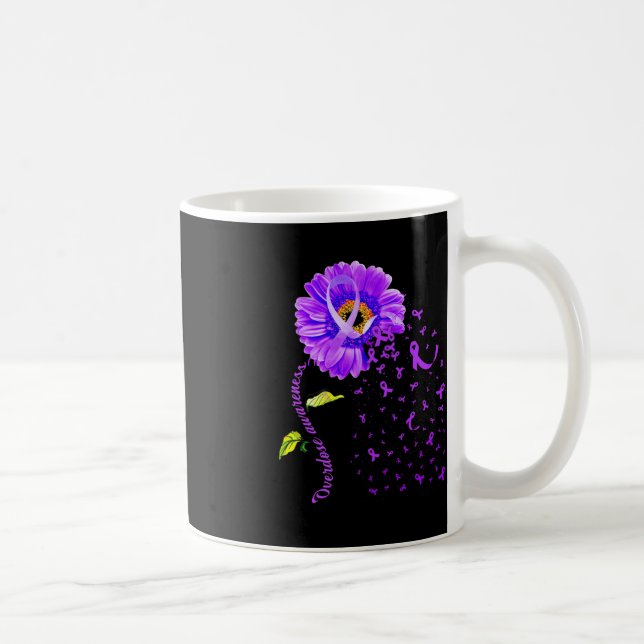 Daisy Butterfly Purple Ribbon Overdose Awareness 5 Coffee Mug (Right)