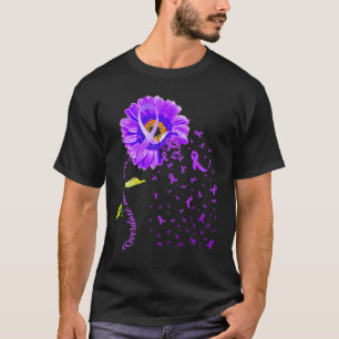 Daisy Butterfly Purple Ribbon Overdose Awareness 5 T-Shirt