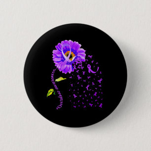 Daisy Butterfly Purple Ribbon Overdose Awareness  6 Cm Round Badge