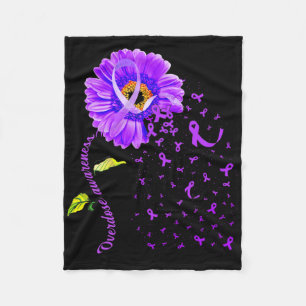 Daisy Butterfly Purple Ribbon Overdose Awareness Fleece Blanket