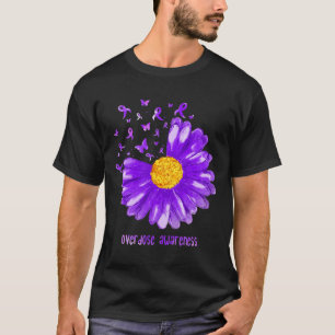 Daisy Butterfly Purple Ribbon Overdose Awareness T-Shirt