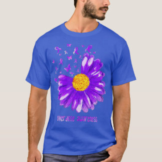 Daisy Butterfly Purple Ribbon Overdose Awareness - T-Shirt