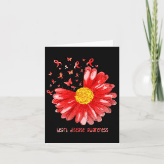 Daisy Butterfly Red Ribbon Heart Disease Awareness Card