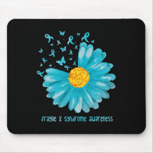 Daisy Butterfly Teal Ribbon Fragile X Syndrome Awa Mouse Pad