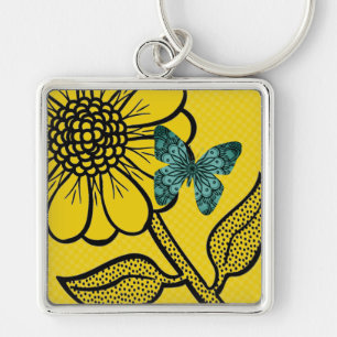 Daisy Butterfly Tropical Keyring