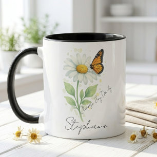 Daisy Butterfly Watercolor Mug