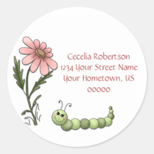 Daisy Caterpillar Address Label