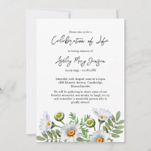 Daisy Celebration of Life Photo Funeral  Invitation