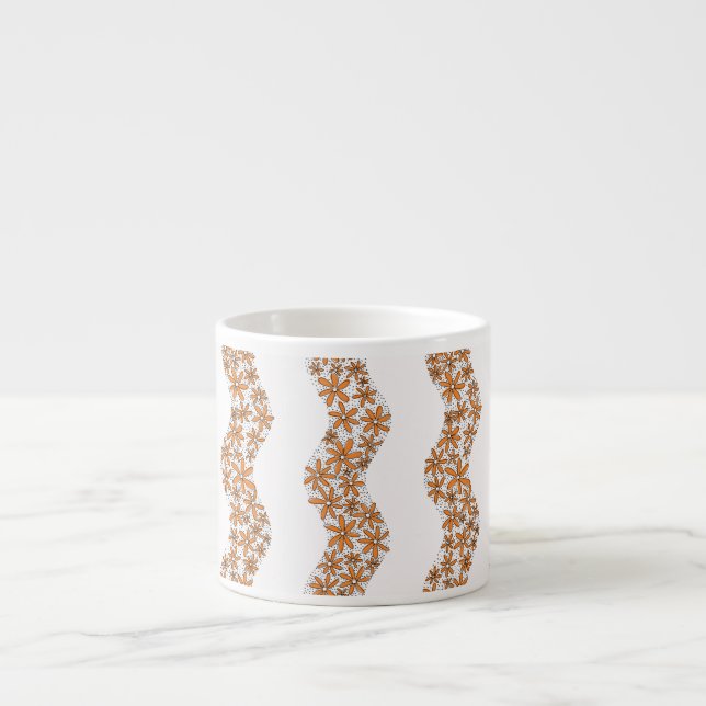 Daisy Chain Wiggly Flower Stripes orange Espresso Cup (Front)