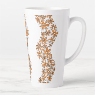 Daisy Chain Wiggly Flower Stripes orange Latte Mug